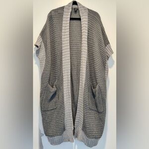 Rafe Accessories Gray Knit Cocoon Cardigan / Poncho w Pockets One Size (40” L)